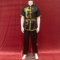 rofessional uniform wushu black gold dragon on back