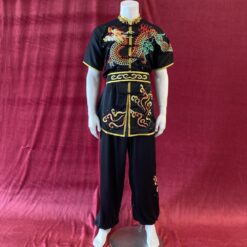 Wushu black gold red green dragon