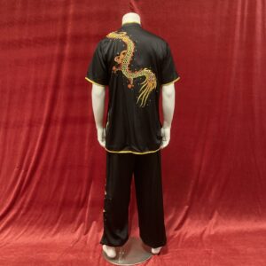 wushu black gold red dragon