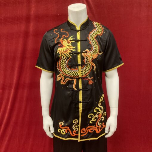 wushu black gold red dragon