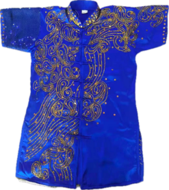 Blue Gold pure silk wushu taiji uniform