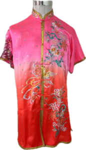 Red Pink Phoenix pure silk wushu taiji uniform