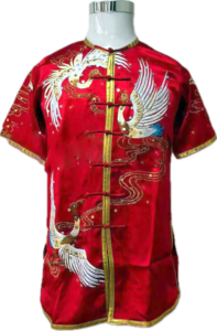 Red double crane pure silk wushu taiji uniform