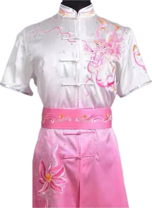 White Pink Phoenix pure silk wushu taiji uniform