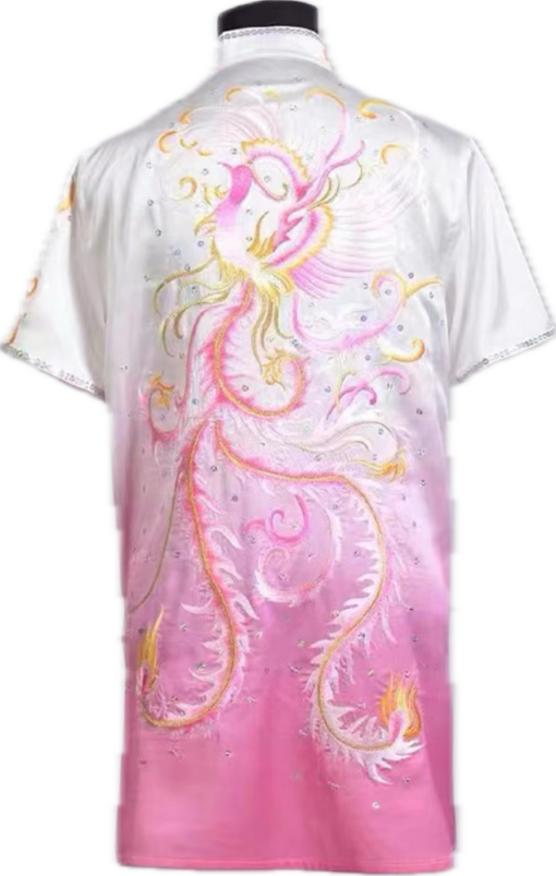 White Pink Phoenix pure silk wushu taiji uniform